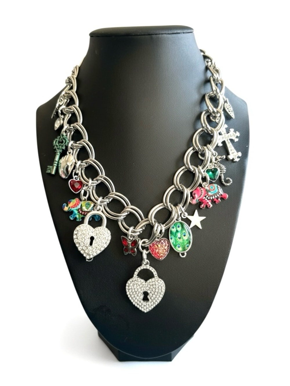 Statement Charm Necklace – 90s Retro Bead Soup Vibe - Picture 2 of 7